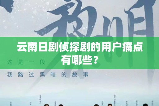 云南日剧侦探剧的用户痛点有哪些？