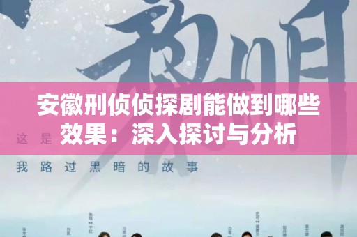 安徽刑侦侦探剧能做到哪些效果：深入探讨与分析