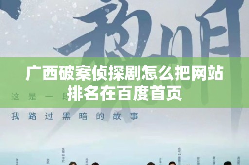 广西破案侦探剧怎么把网站排名在百度首页