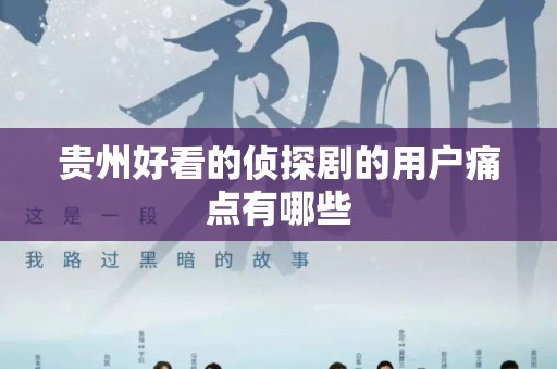 贵州好看的侦探剧的用户痛点有哪些