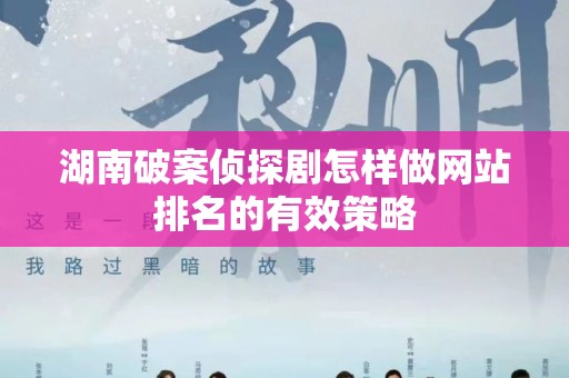 湖南破案侦探剧怎样做网站排名的有效策略
