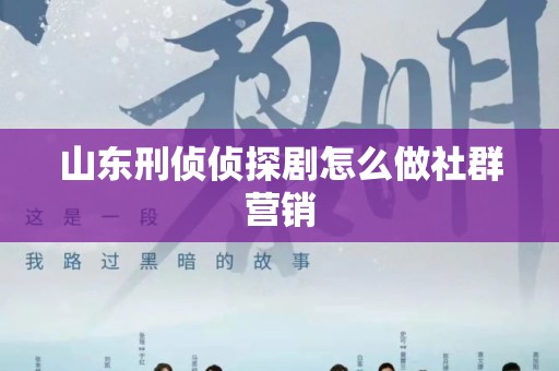 山东刑侦侦探剧怎么做社群营销