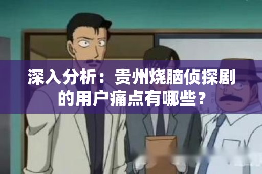 深入分析：贵州烧脑侦探剧的用户痛点有哪些？